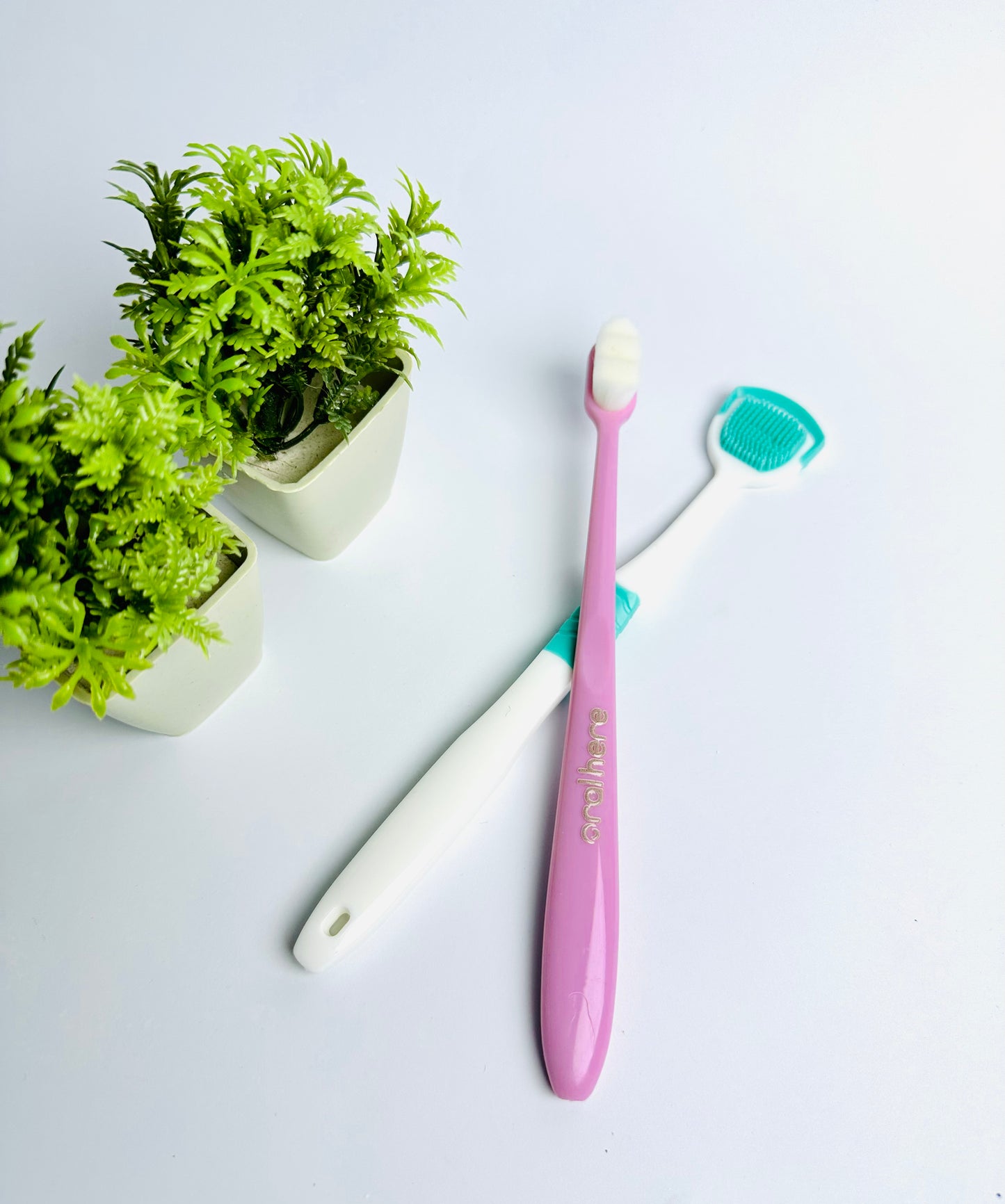 Oral Here 1 pcs Nano Toothbrush With Travel Case + 1 pcs Tongue Cleaner – Gentle Gum & Fresh Breath Care