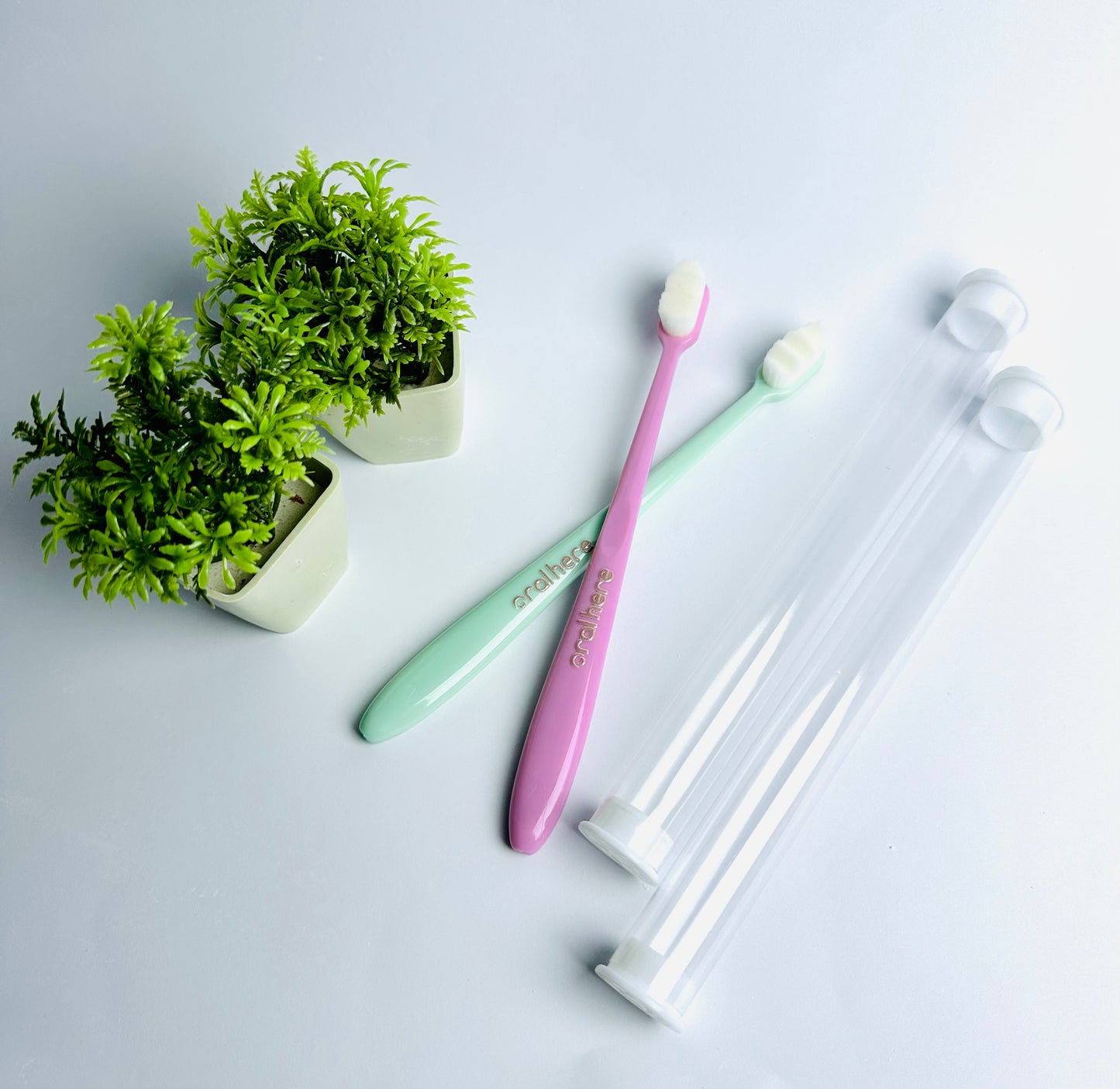 Oral Here 2 pcs Soft Nano Toothbrush  With Travel Case –  Gentle Gum Protection